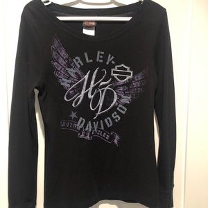 Harley Davidson black waffle shirt